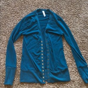 Women’s teal Lunaflower cardigan